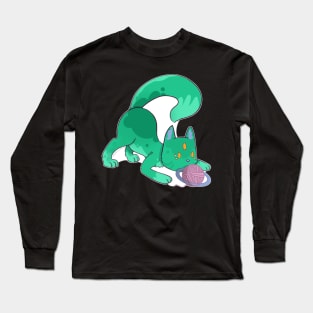 Space Cat - Alien Green Long Sleeve T-Shirt